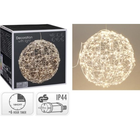 SFERA METALLO ARGENTO 200 LED D.18